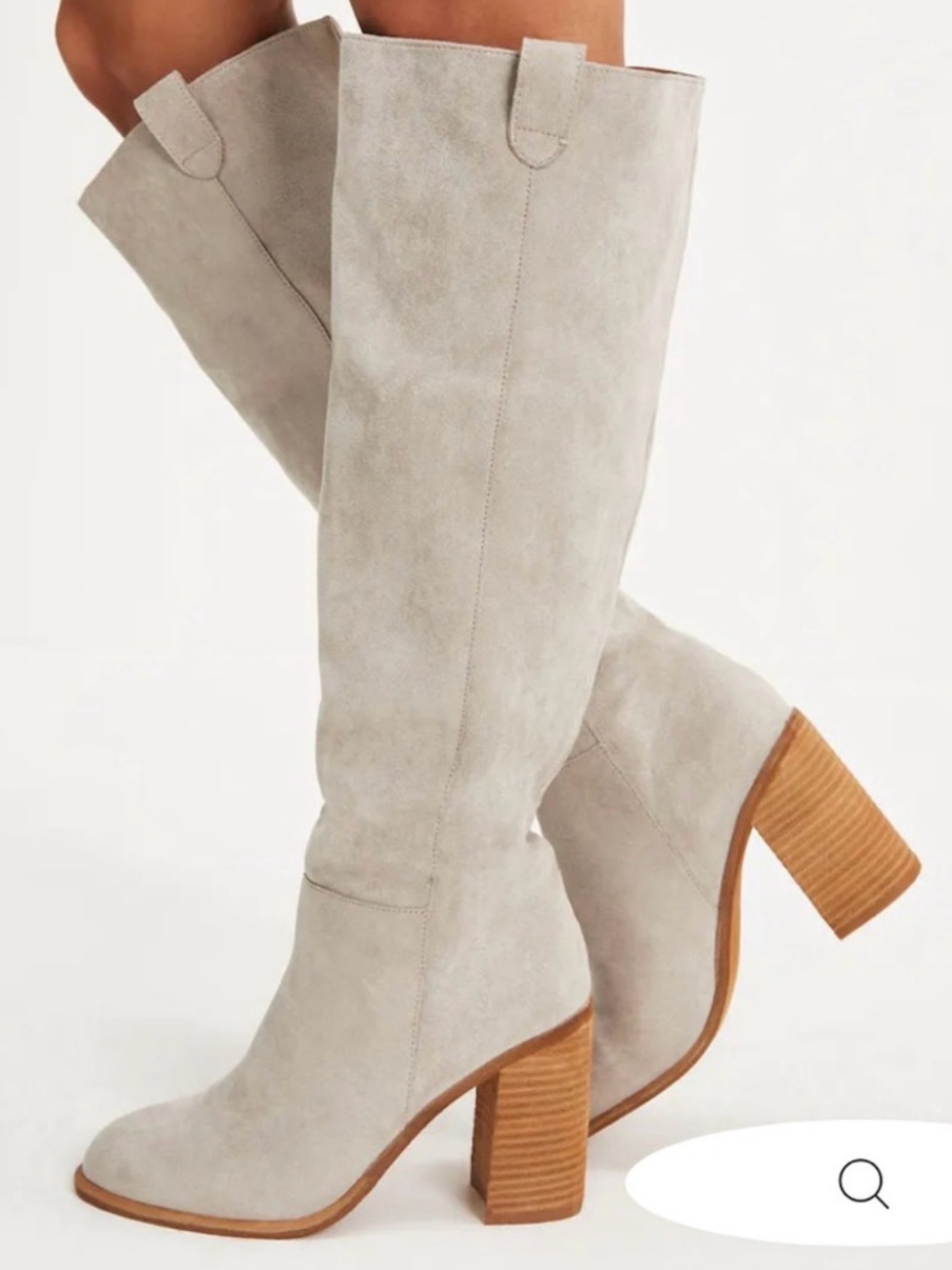 Vici Light Gray Over-the-Knee Suede Block Heel Boots
